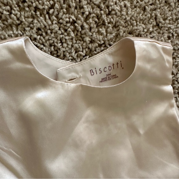 Size 24 months biscotti, Easter dress tweed tea length, lined, cream colored - Picture 4 of 4